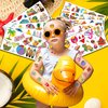 100 PCS Funny Summer Pool Temporary Tattoos Sticker Hawaiian Beach Tropical Luau Birthday Party Decorations Favors Supplies Gifts Girls Boys Baby Showers Prizes Cute Tattoo School Reward Themed
