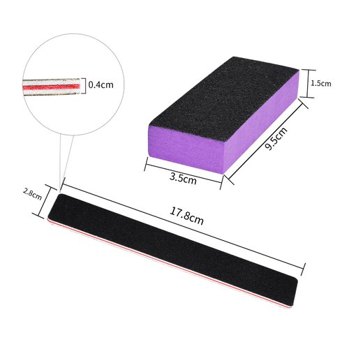 LNAUJS Nail File and Thin Buffer Block, Reusable Black Rectangle Shape Double Sided Manicure Tools with 100/180 Grit, Thin Sanding Buffing Grinding Plisher File