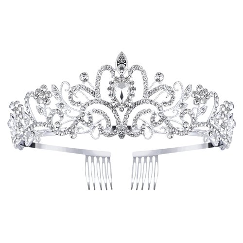 Halloween Tiara Crowns for Women Tiaras for Girls Princess Crown for Birthday Halloween Costume Bride Wedding Queen, Crystal Tiara