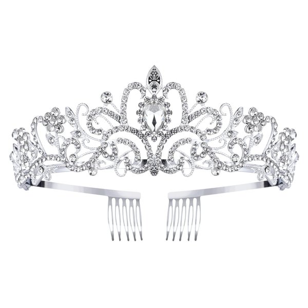 Halloween Tiara Crowns for Women Tiaras for Girls Princess Crown for Birthday Halloween Costume Bride Wedding Queen, Crystal Tiara