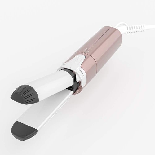 VAV 2 in 1 Hair Straightener and Curler Mini Hair Iron, Ceramic Flat Iron 1 Inch Curling Iron Instant Heat Up to 374°F, Dual Voltage Small Travel Size (Pink)