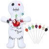 Kathfly 8 Pcs Voodoo Doll Set Include Horror Doll, 7 Pcs Skull Pins Ghost Doll Soft Revenge Dammit Creepy Dolls Pin Holder Voodoo Resin Metal Straight Pins Stress Relieving(White)