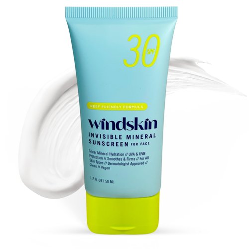 Daily Invisible Mineral Sunscreen Face SPF30 moisturizer made with zinc oxide for sensitive skin and acne prone skin, dermatologist recommended