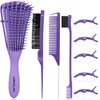 UREELIN Detangling Brush set,Detangler Hair Brush with Teasing & Edge Brush for Curly Hiar, Rat Tail Comb Alligator Hair Clips for 3a to 4c Kinky Wavy/Curly/Coily/Wet/Dry/Oil/Thick/Long Hair(Purple)