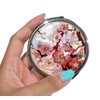 MADDesign Mother of Pearl Pink Makeup Mirror Compact Folding Magnify Apricot Tree Flowers Design