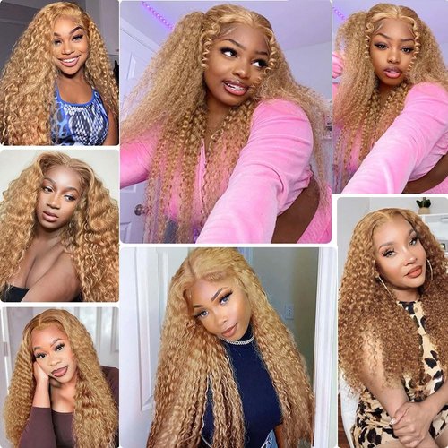 26 28 30 Inch Honey Blonde Bundles Color #27 Kinky Curly Human Hair Bundles Brazilian Unprocessed Virgin Hair Color #27 Bundles Human Hair Honey Blonde Curly Bundles Hair Weave Blonde Bundles