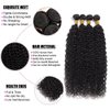 Brazilian Human Hair Water Wave (14 16 18 20 Inch) 4 Bundles 100% Unprocessed Human Hair Bundles Wet And Wavy Human Hair Weave Bundles Hair Extension for Black Women Natural Color