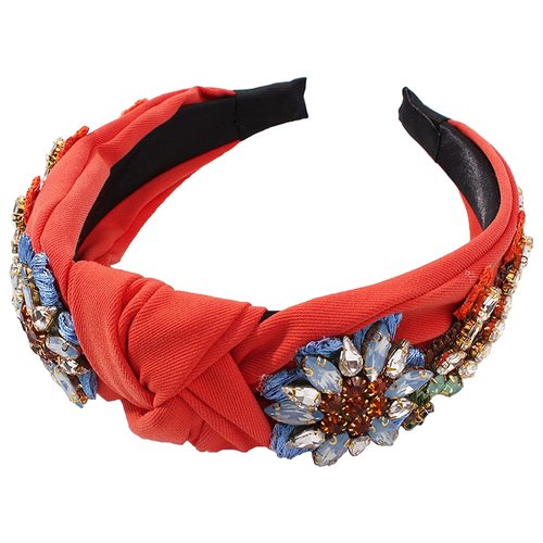Yusier Baroque Rhinestone Crystal Headbands for Women Embroidered Hair Band Exquisite Hairband Women's Hair Accessories Hair Hoop A Variety of Colors (Orange)
