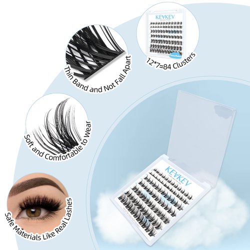 Lash Clusters 84 Pcs Cluster Lashes Eyelash Clusters DIY Cluster Eyelash Extensions Individual Lashes Soft and Comfortable (Snowflakes,C-8-16mix)