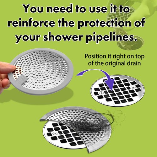 qAp quality art Practical Shower Drain Hair Catcher / Bathtub Drain Cover/Drain Protector/Stainless Steel+Silicone/for Bathroom & Kitchen (2pack/4.5inch/Grey+Grey)