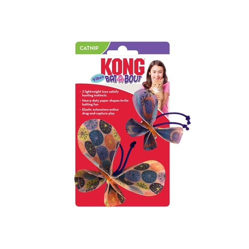 KONG Bat-A-Bout Vibez Butterfly Catnip Cat Toy, 2pk.