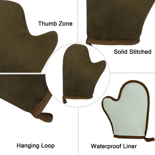5 Piece Self Tanning Mitt Applicator Set with Self Tan Glove Tanning Back Lotion Applicator Tanning Brush Tan Face Mitt Exfoliating Glove, for Self Sunless Tanning Tan (bronze)