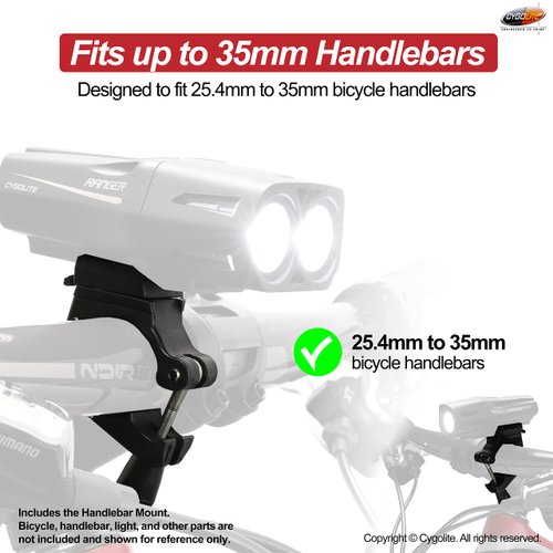 Cygolite 35mm Handlebar Mount For All Ranger, Metro, and Streak Series Bicycle Lights – Designed For 25.4 to 35mm Diameter Bicycle Handlebars – Genuine Cygolite Mount