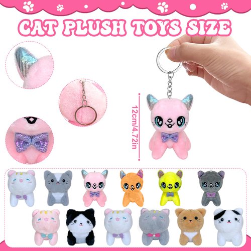 37 Pcs Adopt A Cat Party Favors Include 12 Foldable Kitten Boxes 12 Mini Stuffed Cat 12 Card 1 Stand for Adopt A Kitty Party Favors Cat Party Supplies Gifts