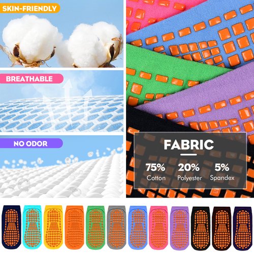 WANZHIHUI 12 Pairs Pilate Grip Socks for Women Anti-Skid Yoga Socks with Grips Hospital Socks Solid Color Bulk Ankle Socks