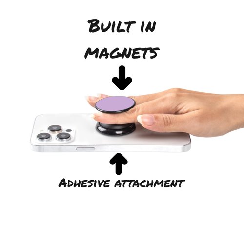 FAB POPS Phone Grip with Expandable Stand, Built in Magnets, Adhesive Attachment, Mounting Plate Included, Your All in one Phone Holder. Violet