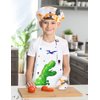 WERNNSAI Dinosaur Apron Set - Waterproof Chef Artist Cooking Aprons for Kids Boys Toddler Kitchen Apron with Adjustable Strap Pocket Chef Hat and Mittens for Baking Painting (Extra Small, 2-5 Years)