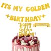 Pre-Strung It's My Golden Birthday Banner including 1 PC Happy Golden Birthday Cake Topper Set for Golden Birthday Party Glitther Gold Happy Birthday Decorations Gold Birthday Party Supplies