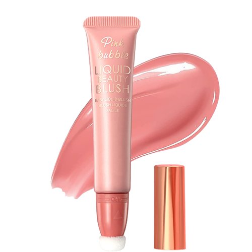 Velvet Liquid Blush Wand with Cushion Applicator, Breathable Cream Blush Beauty Stick, Blusher Makeup Dual Use for Cheeks & Lips, Weightless, Long-Wearing, Dewy Finish, Easily Blendable Blush Wand-01