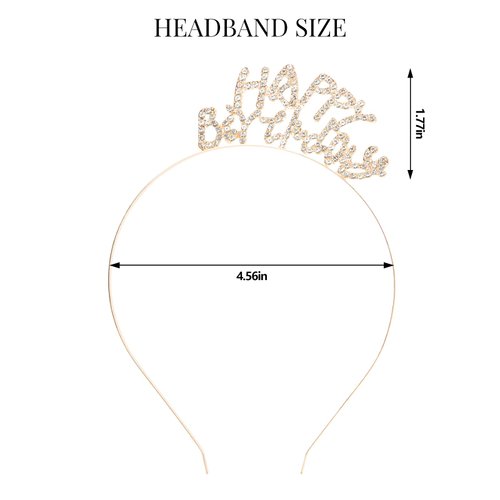 Ondder Gold Happy Birthday Headband for Women Shiny Happy Birthday Crown Tiara for Girls Birthday Girl Headband Rhinestone Happy Birthday Tiara Headband for Birthday Partty Decorations
