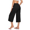 UEU Womens Plus Size Capris Casual Loose Yoga Pants Wide Leg Pull On Lounge Pajama Capri Sweatpants with Pochets(Black,3XL)