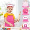Toyze Gifts for 3-8 Year Old Girls, Kids Apron for Girls Kids Cooking Set, Toddler Apron for Kids Chef Hat and Apron, Toys for 3-12 Year Old Girls 20Pcs Pink- with Cookbook