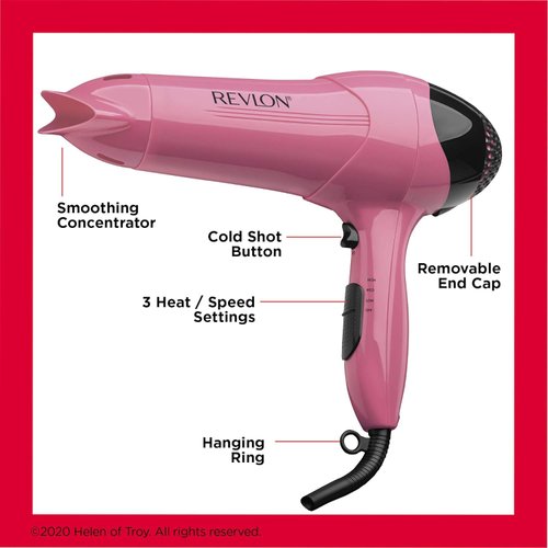 Revlon 1875W Lightweight Hair Dryer | For Easy Smooth Styling (Pink)