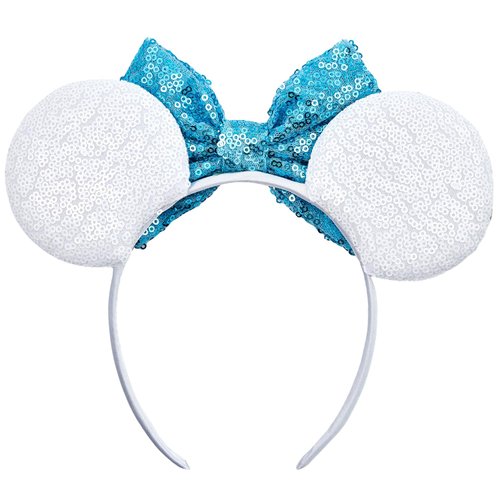 Opzzqz Mouse Ear Headbands for Women Giltter Bow Headband for Girls and Adult Birthday Party Decorations for Halloween Christmas (Bepeep01A)