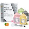Pjordo 4 Pcs Clay Mask Christmas Gift Set, Turmeric Vitamin C Clay Mask, Dead Sea Mud Mask, Avocado Clay Mask, Rose Clay Mask, Face Mask Skin Care Set, Gifts For Women Girls, 2.82 Oz Each