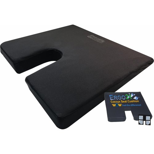 ERGO21 LiquiCell Coccyx Seat Cushion, Aid for Tailbone Pain Relief, Sciatica Pain, Back Support | Donut Like Butt Pillow for Long Hours Sitting at Home/Office Chair (18W x 17L x 2.5H)