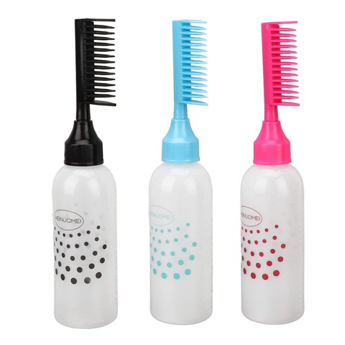 Comb Applicator Bottle Clear Scale Ergonomic Design Plastic Hair Coloring Bottle for Hair Dye Sha...