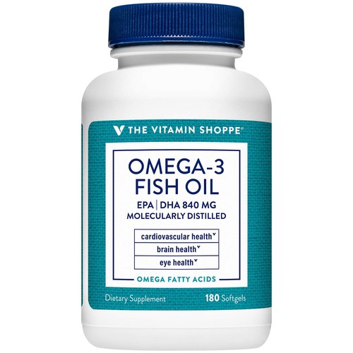 The Vitamin Shoppe Omega 3 Fish Oil 1100mg, EPA 600mg &amp; DHA 240mg, Purity Assured, Molecularly Di...