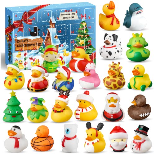 Advent Calendar 2023, Rubber Duck 24 Days of Countdown Christmas, Fun Duckie Bath Toys for Toddlers, Baby Shower Party Favors, Gifts Girls Advent Calendars 2023 Kids 1, 2, 3, 4, 5 Year Old, Xmas Ducks