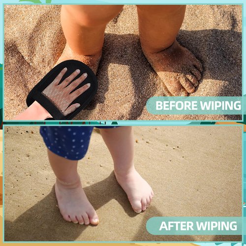 2 Pcs Sand Off Mitt for Beach and Water Sports, Beach Accessories, Soft Sand Cleaner Mitt for Children Adults, Sand Remover Wipe Off for Beach Volleyball Beach Essentials Must Haves