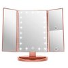 Infitrans 3 Folds Lighted Vanity Makeup Mirror,1X/2X/3X Magnification, 21 LED Light Bright Table Mirror with Touch Screen,180 Adjustable Rotation,Portable Travel Cosmetic Mirror