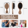 Jurrissa Mini Hair Bursh for Women,Men,Kids-Protable Travel Size Mini Detangler Brush for Pockets,Purses-Nylon&Boar Bristles Small Paddle Brush for Smooth,Add Shine(Mocha)
