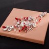 Aimimier Bridal Red Crystal Hair Comb Ruby Hair Vine with Comb Pearl Hair Piece Prom Party Festival Wedding Hair Accessories for Women and Girls