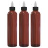 BRIGHTFROM Twist Top Applicator Bottles 8 OZ, Squeeze Empty Plastic Bottles, Black Nozzle, BPA-Free, PET, Refillable, Open/Close Nozzle - Multi Purpose (Amber) Pack of 3