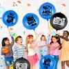 32 Pcs Video Game Punch Balloons Pixelated Punch Ball Pixel Video Game Punching Balls Latex Punch Balls Toys for Fun Games, Birthday Party Favors Supplies, Goodie Bag Filler (Blue, Black)
