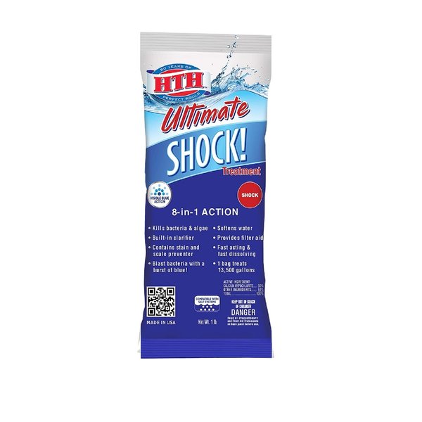 HTH 52027 Ultimate Shock Treatment Swimming Pool Chlorine Cleaner, 1 lb