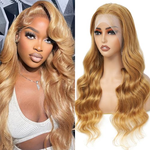 Keizanar Honey Blonde Lace Front Wig Human Hair 13x4 27# Colored Body Wave Lace Front Wigs Human Hair Pre plucked With Baby Hair Glueless Body Wave Frontal Wigs for Women 30Inch
