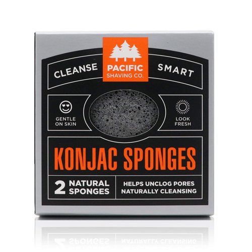 Pacific Shaving Company Konjac Sponge - 2pk | Natural & Compostable, Gentle and Effective Exfoliation, Helps Leave Skin Brighter, Softer, Smoother