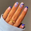 DANMANR Square Press on Nails Short Fake Nails French Acrylic Full Cover False Nails for Women and Girls 24PCS (Blue)