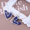 Sttiafay Vintage Blue Heart Earrings Enamel Heart Drop Earrings Acrylic Love Heart Earrings C Shape Hoop Earrings Gold Open Circle Earrings Jewelry for Women