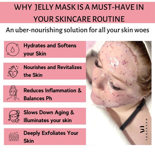 Jelly Face Mask for Facials - Bulgarian Rose Hydrating, Brightening & Nourishing Jelly Mask with Free Jade Roller & Spatula | Professional Hydrojelly Masks | Vajacial Jelly Mask Powder | 23 Oz Jar