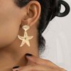 Allereyae Vintage Starfish Dangle Earrings Starfish Drop Earrings Gold Metal Seashell Stud Earrings Hammered Starfish Earrings Jewelry for Women