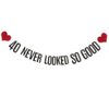 40 Never Looked So Good Banner, Pre-Strung, No Assembly Required, Black Paper Glitter Party Decorations for 40th Birthday Party Supplies, Letters Black,ABCpartyland