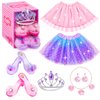 HAIMST Princess Dress Up Shoes Set, Girls Dress Up Toys, Jewelry Boutique Necklace Earrings Crown, Princess Dresses Role Pretend Play Gifts Princess Toys for Girls Aged 3 4 5 6 Years Old