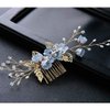 NUOBESTY 4 Pcs Wedding Hair Comb Rhinestones Crystal Floral Bridal Hair Clips Hair Pin Hair Jewelry for Wedding Dress Accessories (Blue)