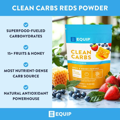 Equip Foods Clean Carbs | 15+ Fruits and Honey Superfood Powder | Post Workout Recovery Powder | Antioxidants Supplement, Carbohydrate Powder | Immune Support Carb Cleaner | 20 Servings, Unflavored
